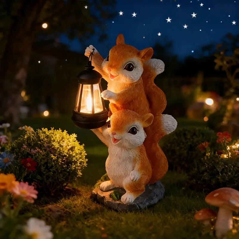 Outdoor Squirrel Light Statue