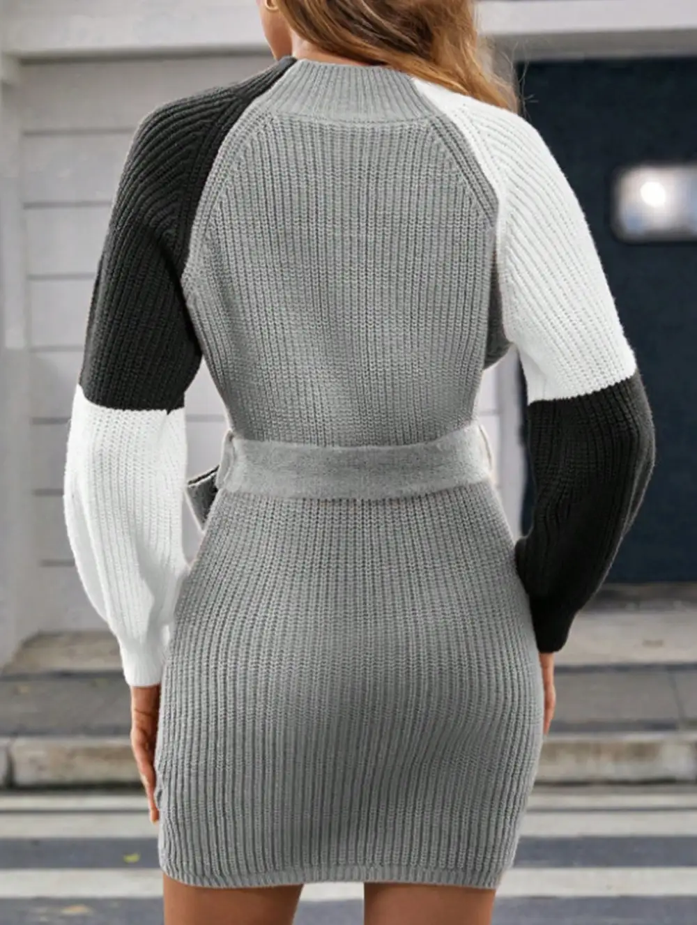 Patchwork Slim Waist Loose Mini Dress