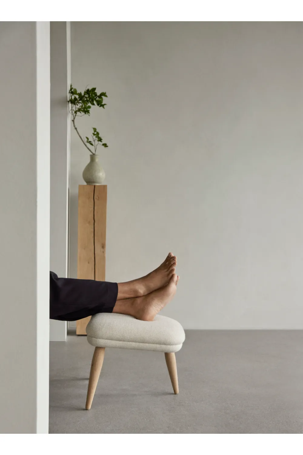 Wooden Leg Ottoman
