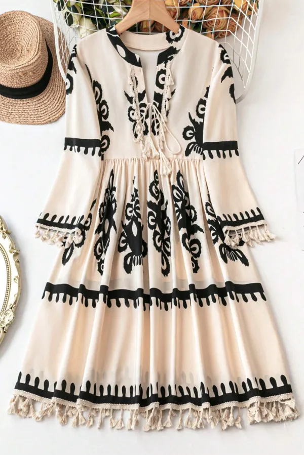 Lightweight Look Tie Detail V-Neck Mini Dress