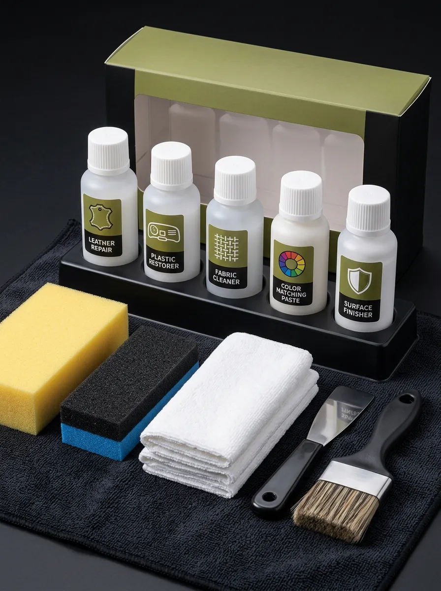 Color Matching Interior Repair Kit for Leather Plastic and Fabric