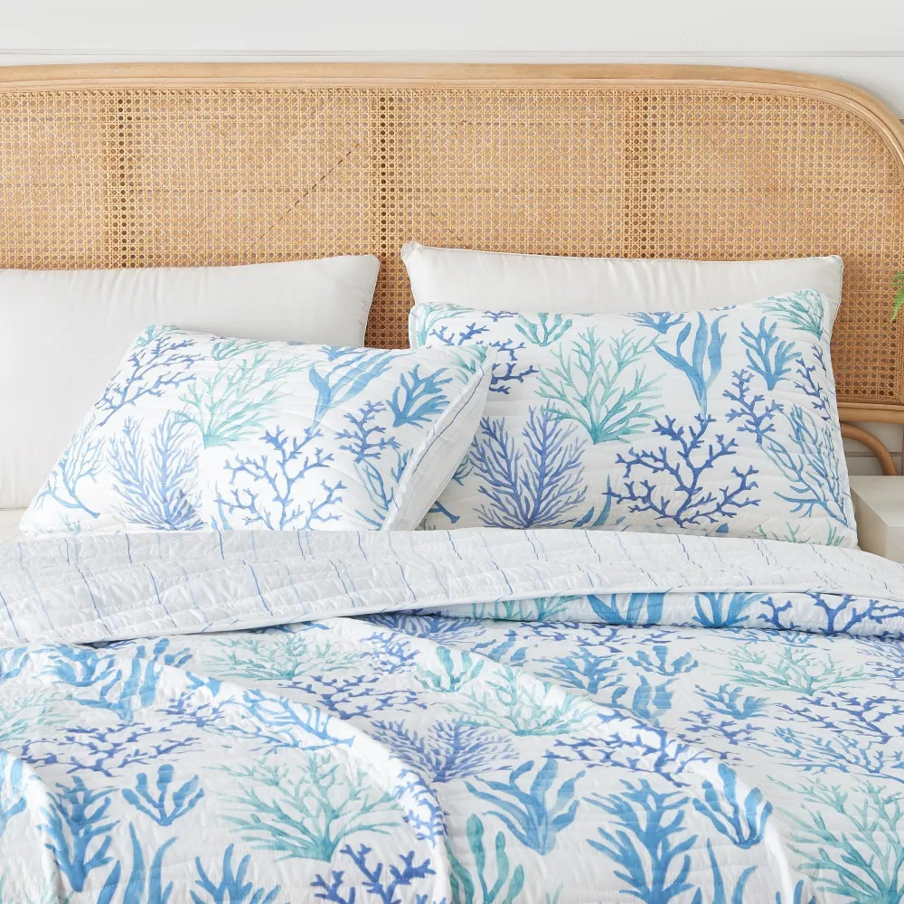 Coordinated Microfiber Coastal Quilt Bedding Set