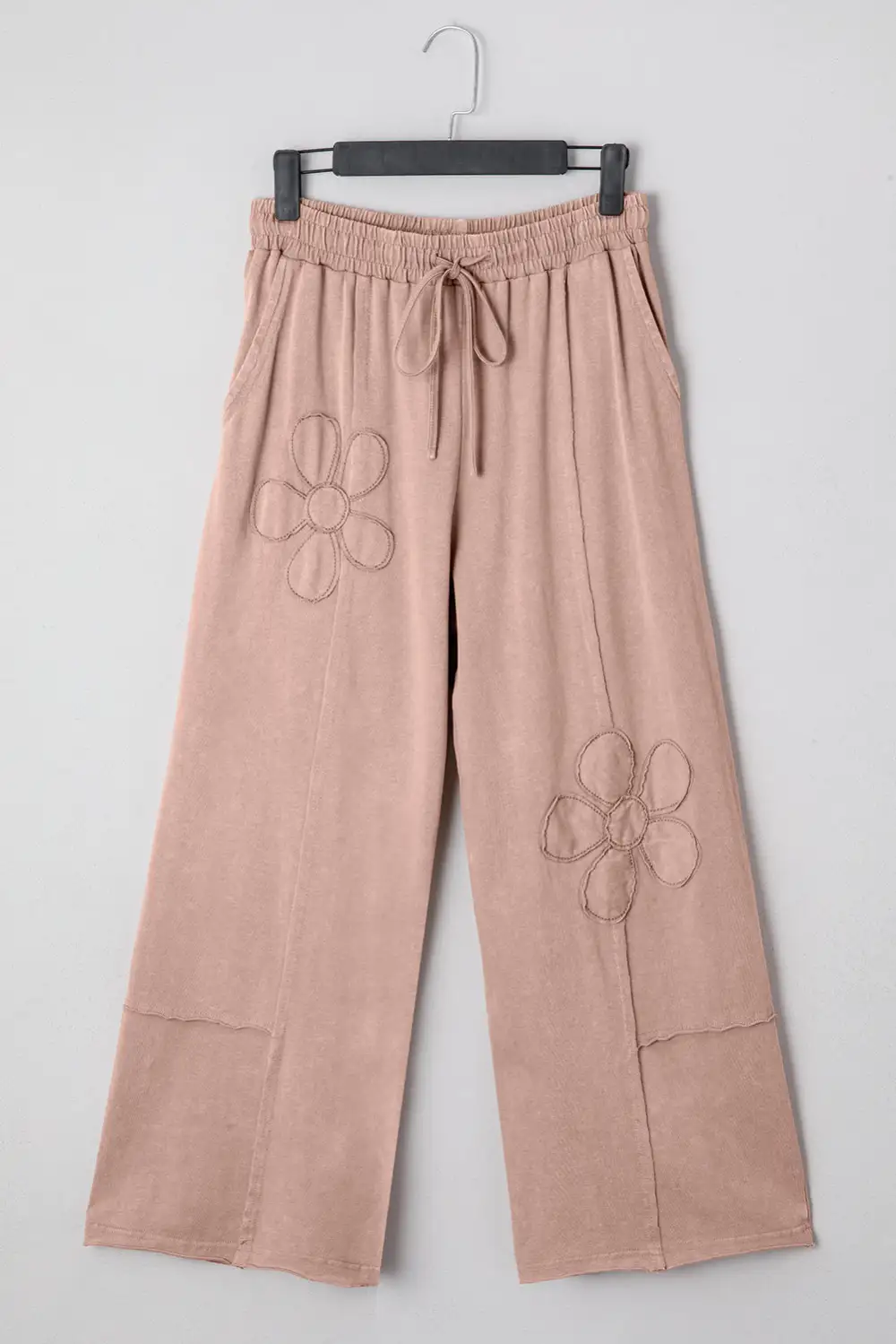 Relaxed Floral Wide Leg Cropped Pocketed Casual Pants