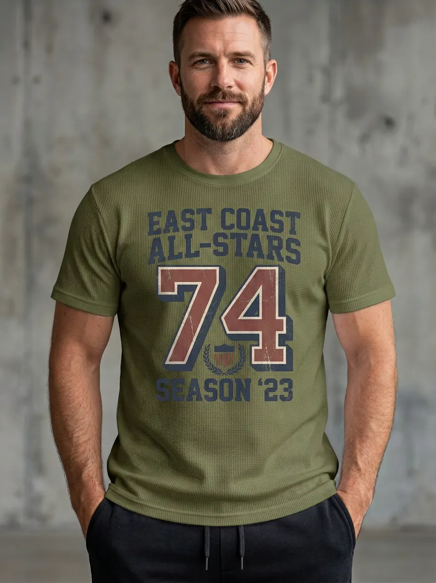 Men's Football Ball Star Crew Neck Graphic T-Shirt