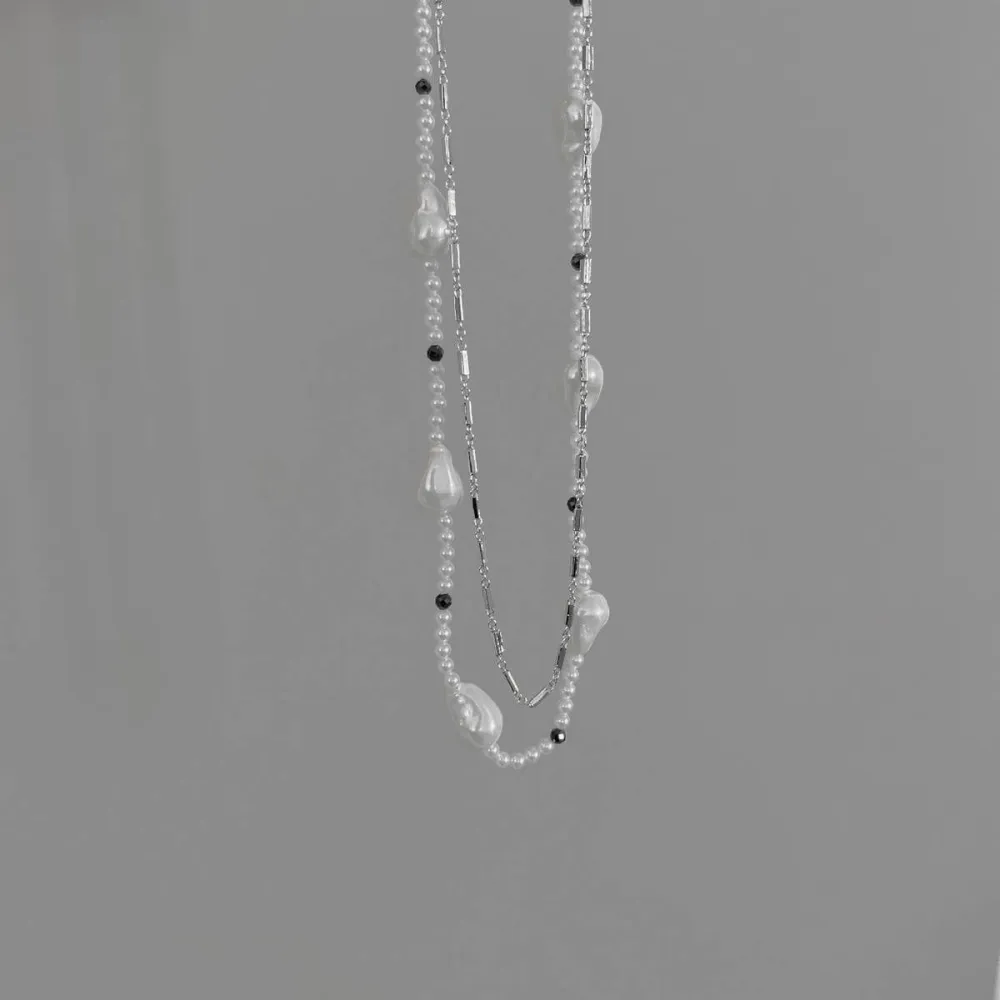 Layered Double Pearl Choker Necklace