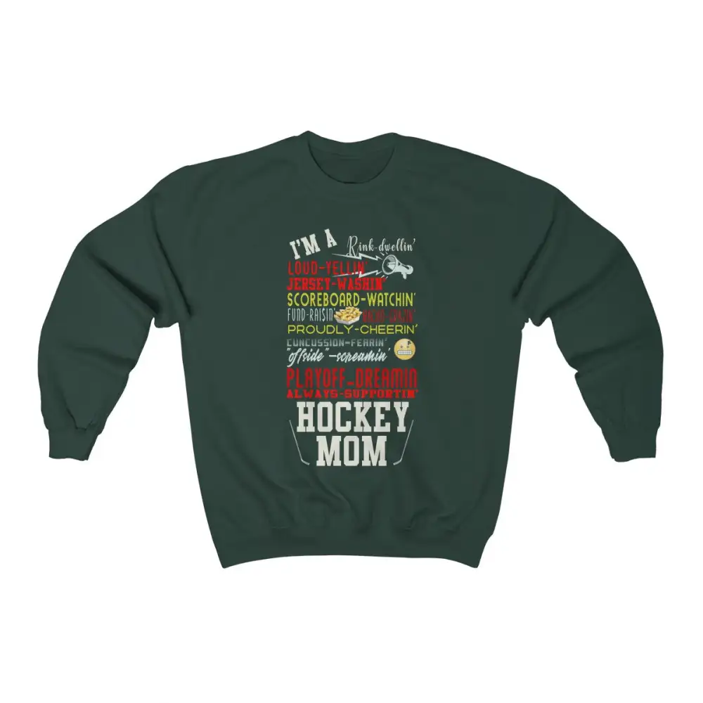 Mom Support Hockey Graphic Crewneck Sweatshirt
