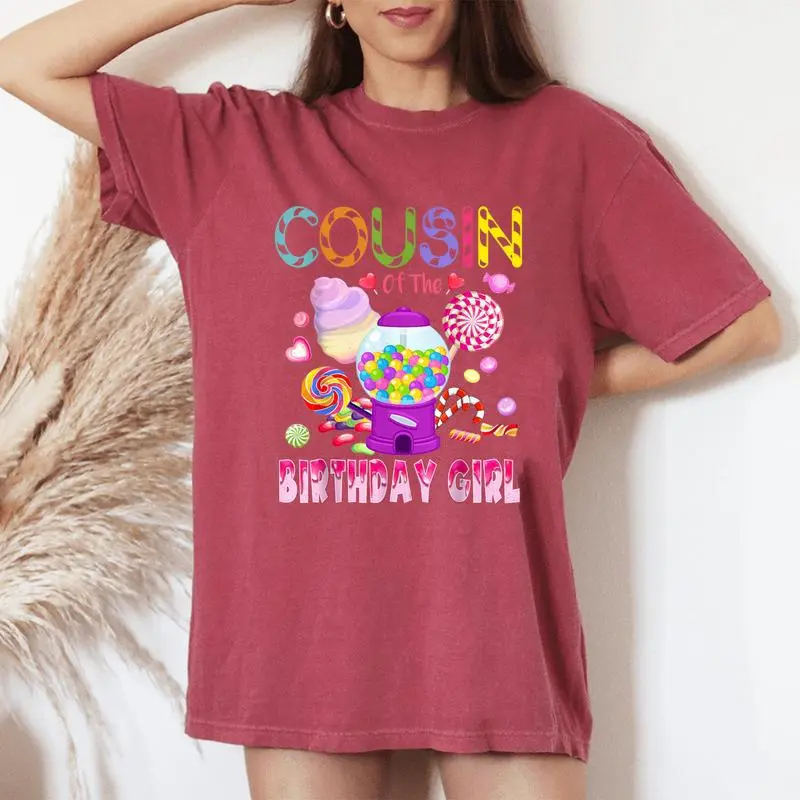 Cousin Of The Birthday Girl Candyland Candy Birthday Women's Oversized Comfort T-Shirt
