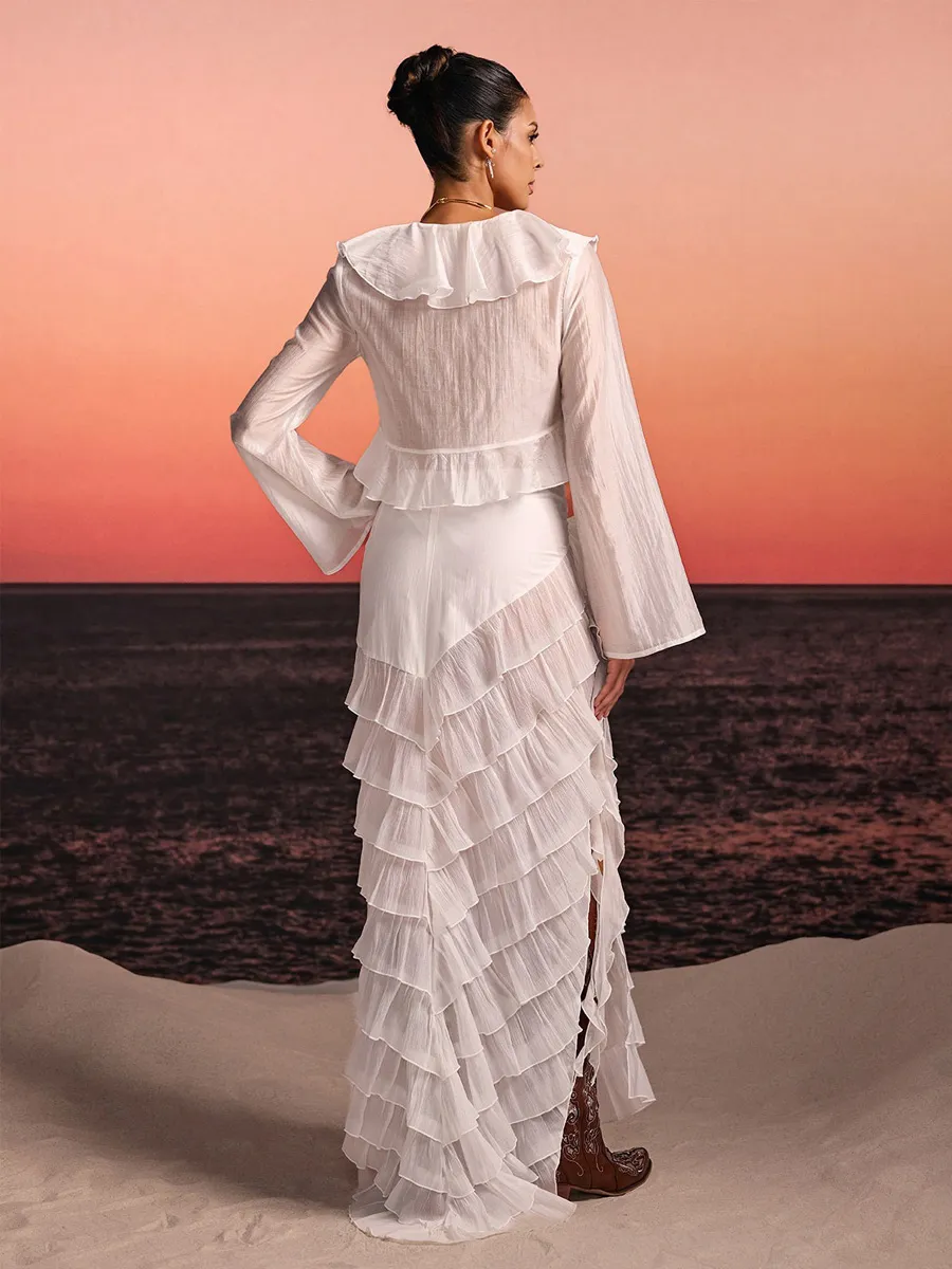 Octavia Ruffle Tiered Split Skirt Set
