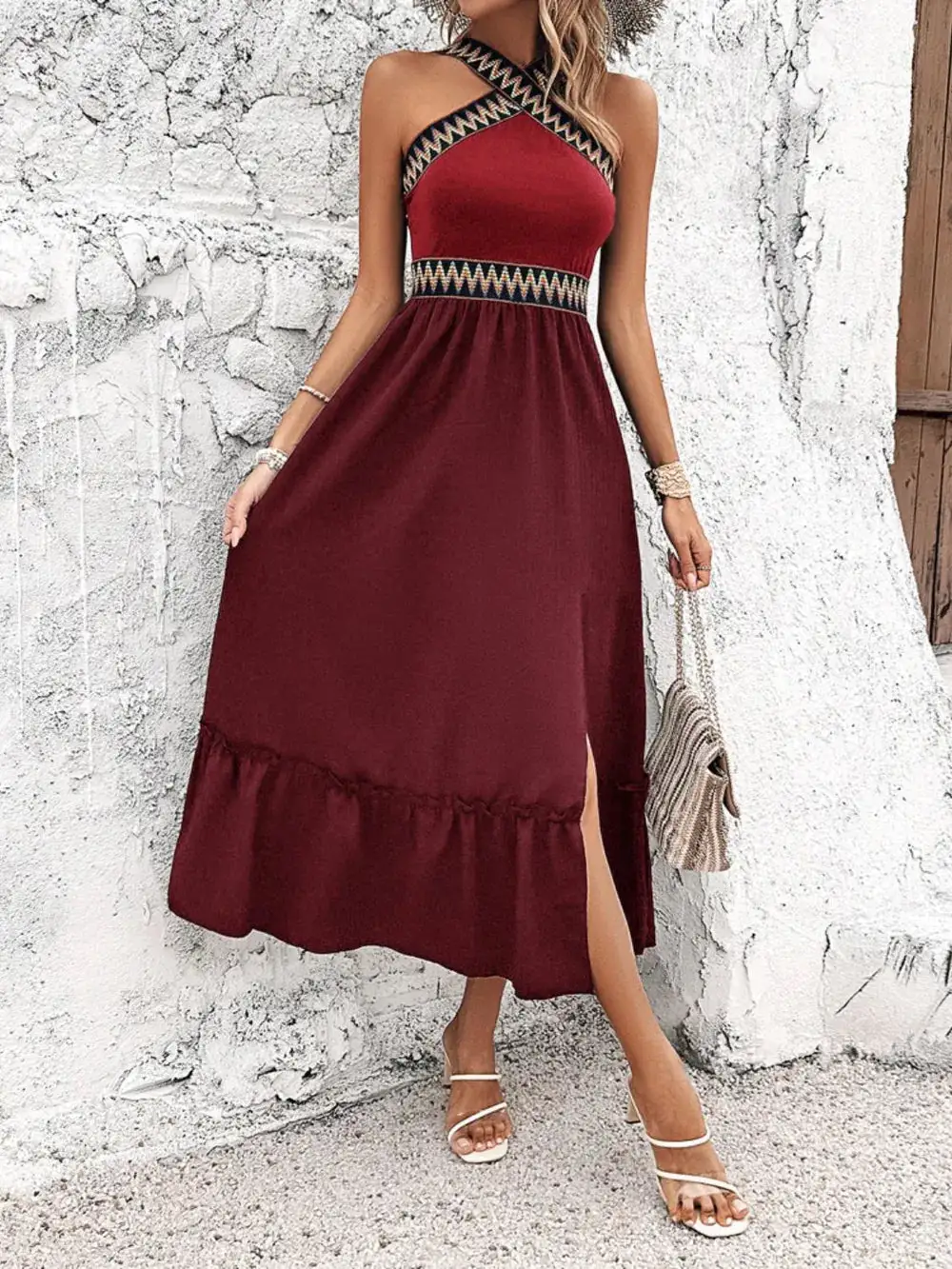 Everyday Ruffle Trim Midi Dress