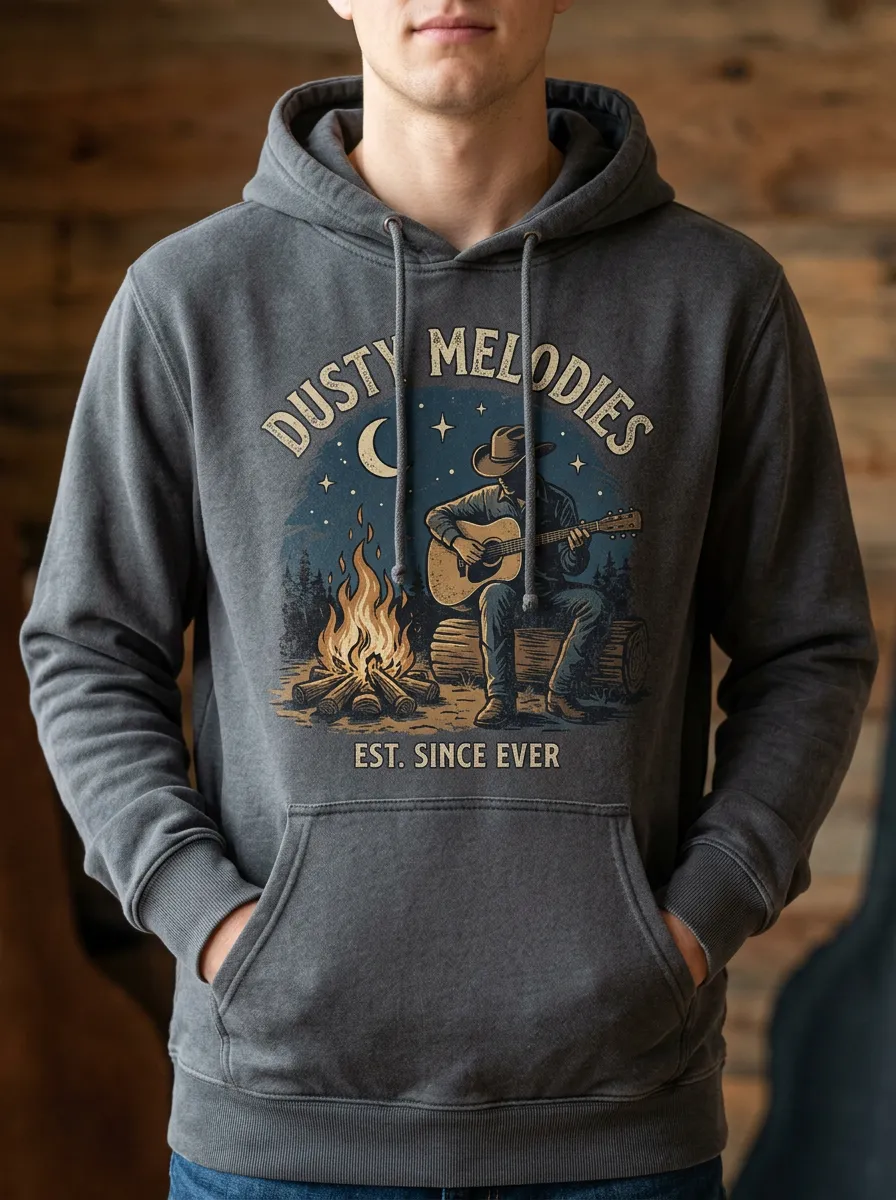 Guitar Campfire Men's Country Music Pullover Hoodie