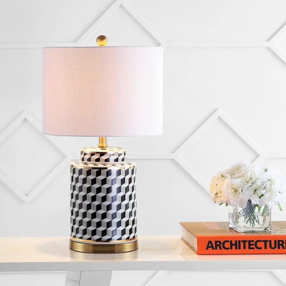 Tumbling Block Ceramic/metal LED Table Lamp