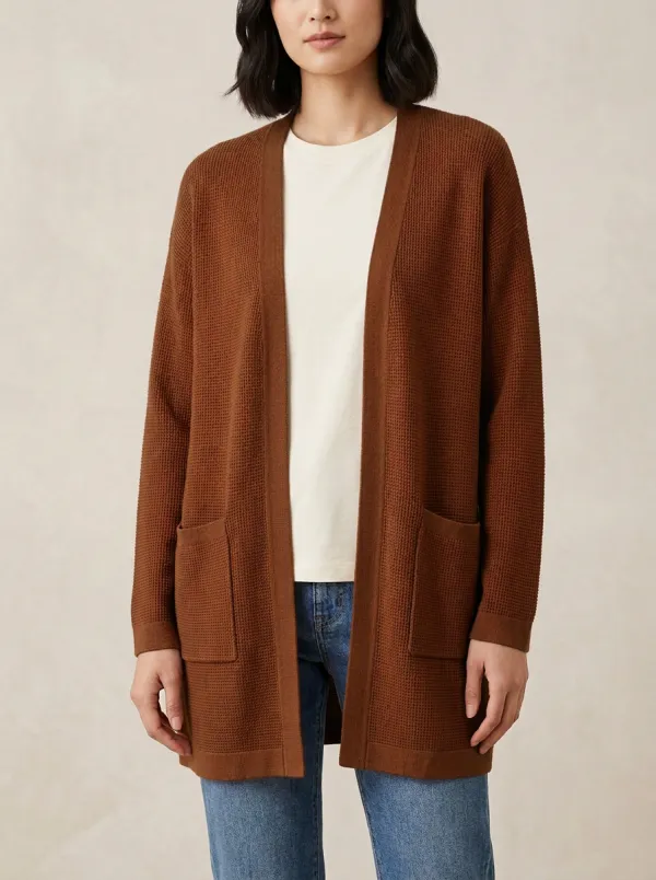 Relaxed Waffle-Knit Knit Cardigan