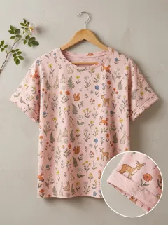 Floral Woodland Nature Women's Loose Printed T-Shirt