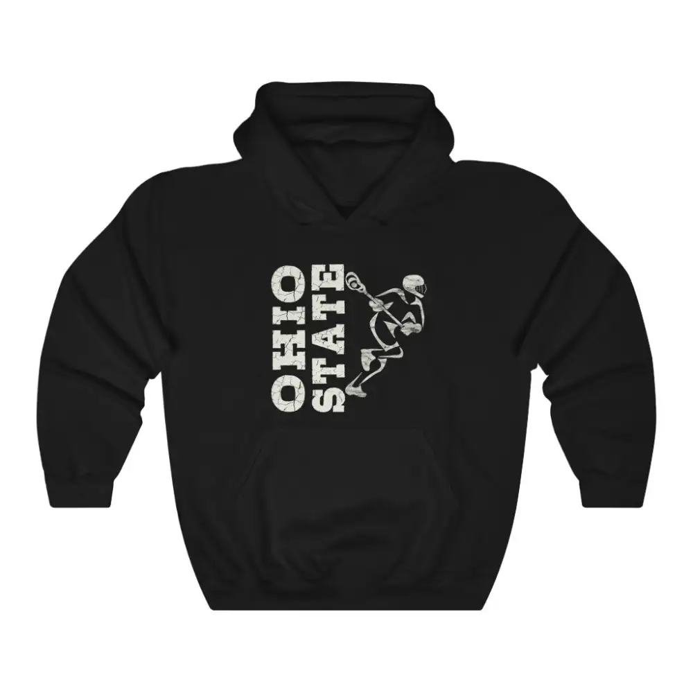 Relaxed Vintage Player Lacrosse Graphic Pullover Hoodie