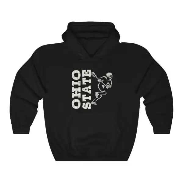 Relaxed Vintage Player Lacrosse Graphic Pullover Hoodie