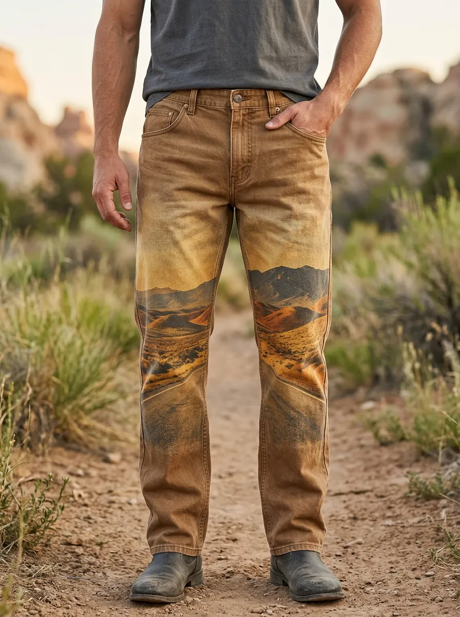 Men's Desert Landscape Mountain Printed Pants