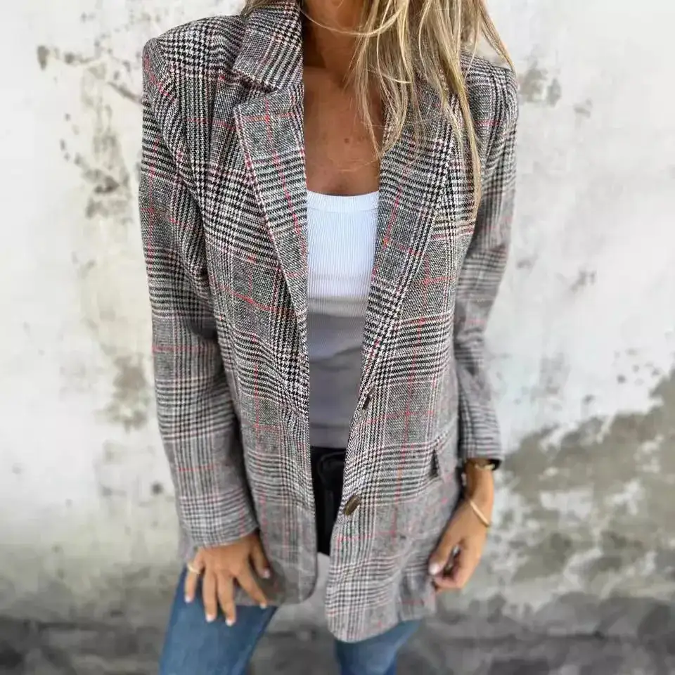 Check Patterned Tailored Blazer
