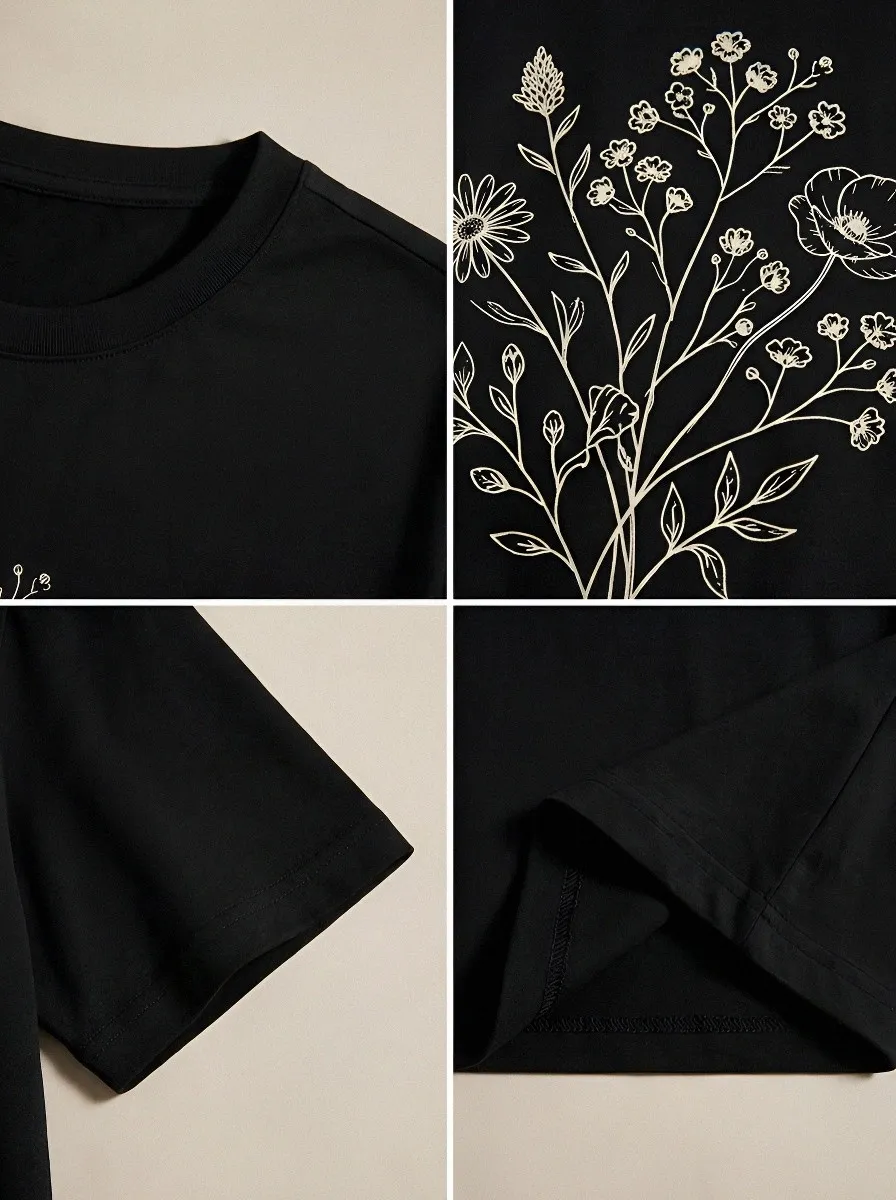 Women's Botanical Nature Lover Wildflower Bouquet Printed T-shirt