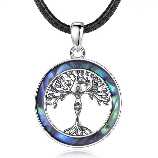 Men's Goddess Tree Of Life Pendant Abalone Shell Necklace