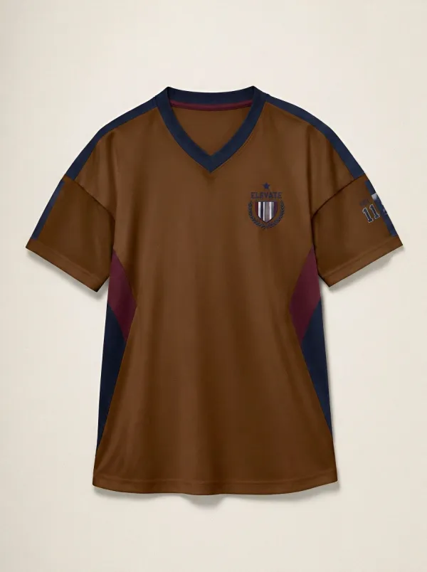 Unisex Elevate Sports Club Crest Printed V-Neck Jersey