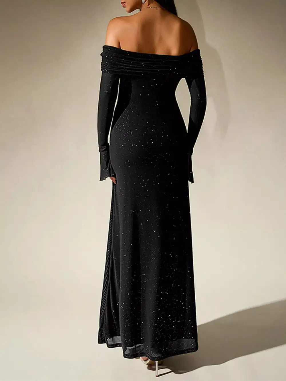 Glitter Off Shoulder Maxi Dress