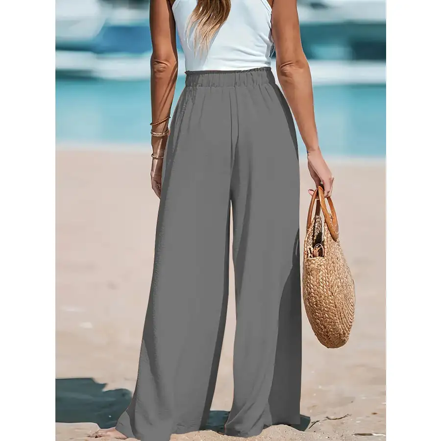 Full Size Drawstring Waist Wide Leg Pants Plus Size
