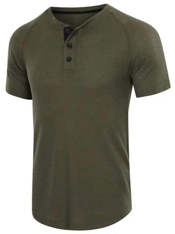 Relaxed Waffle Knit Henley Tee