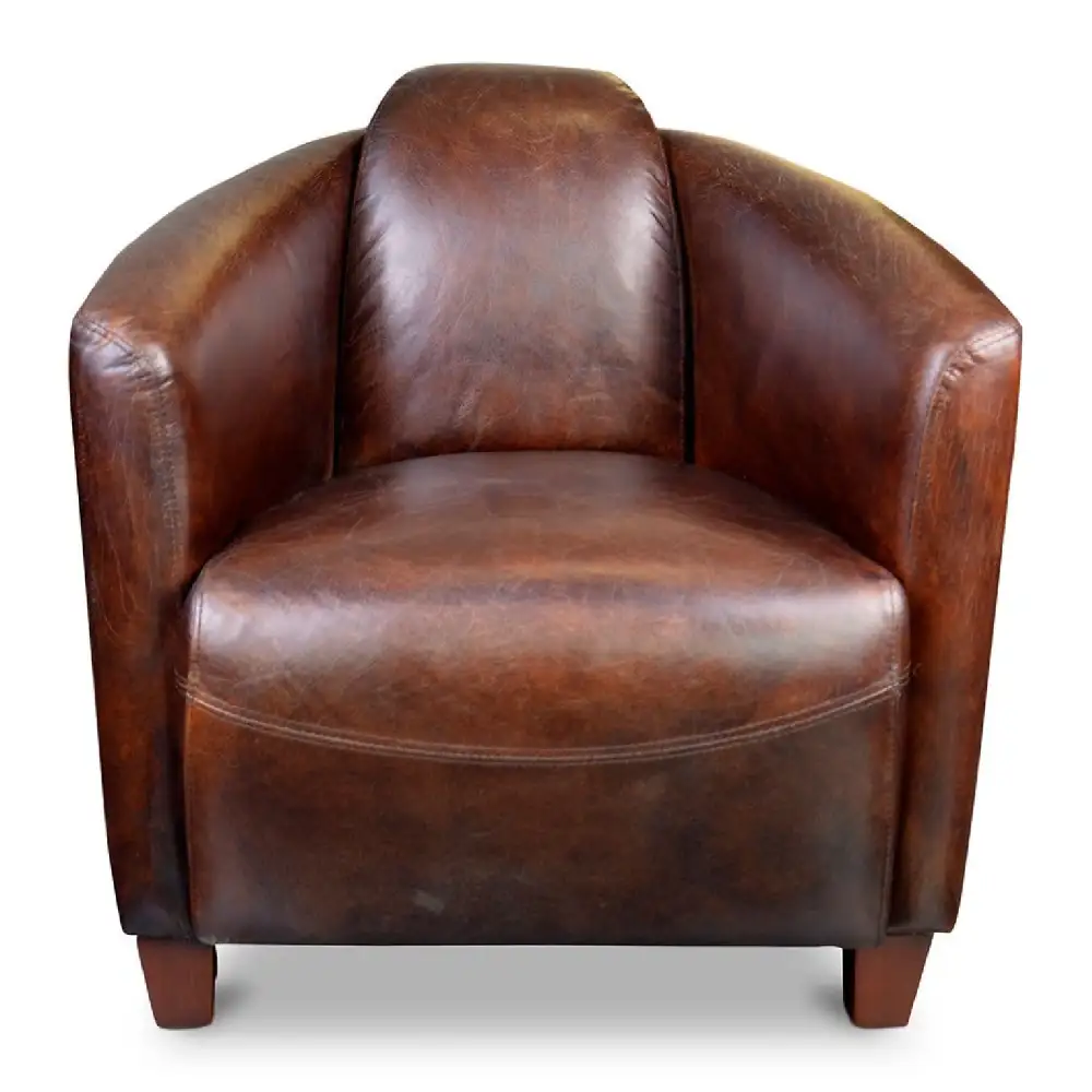 Curved Leather Club Chair