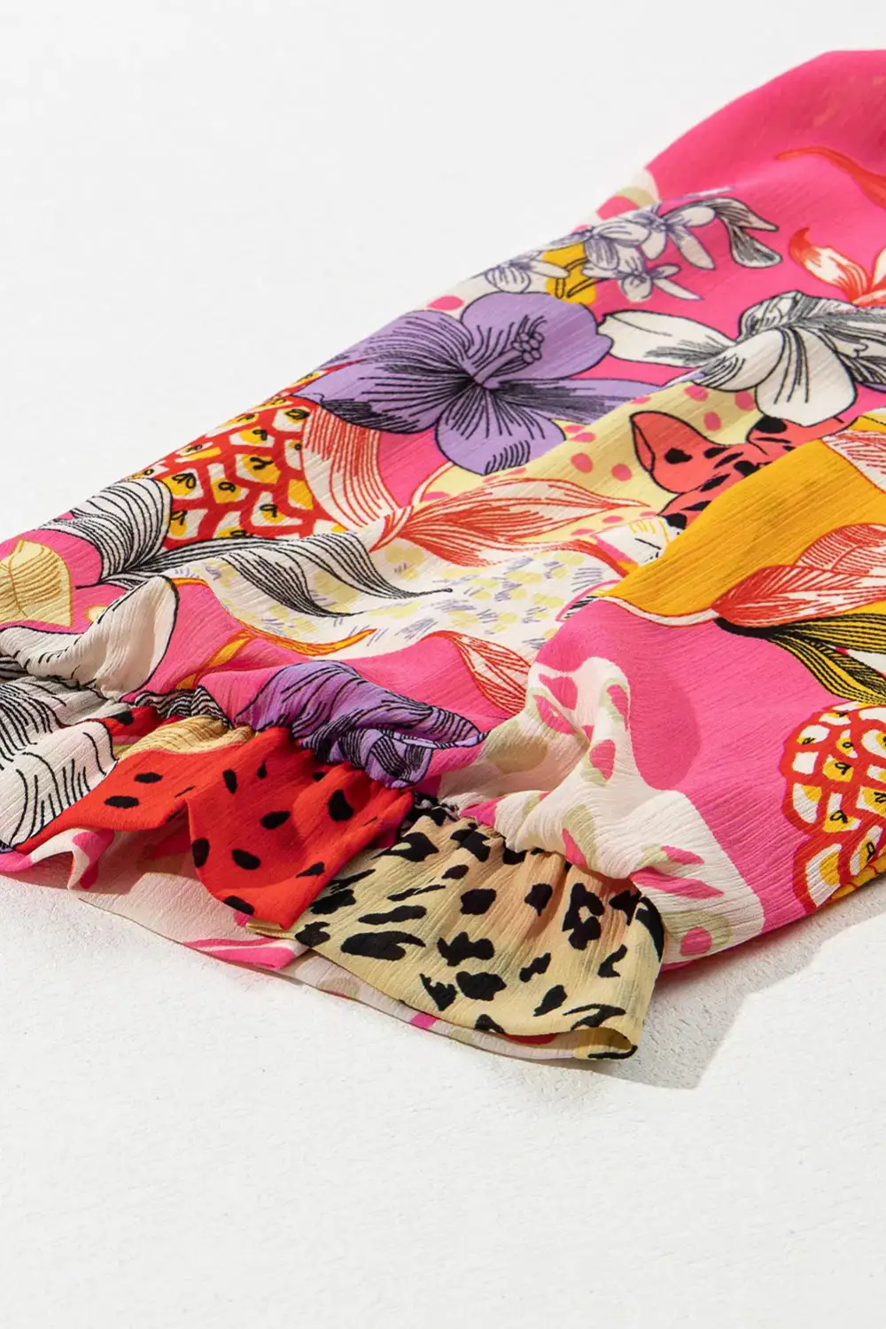 Floral Abstract Print Ruffled Shirt Blouse
