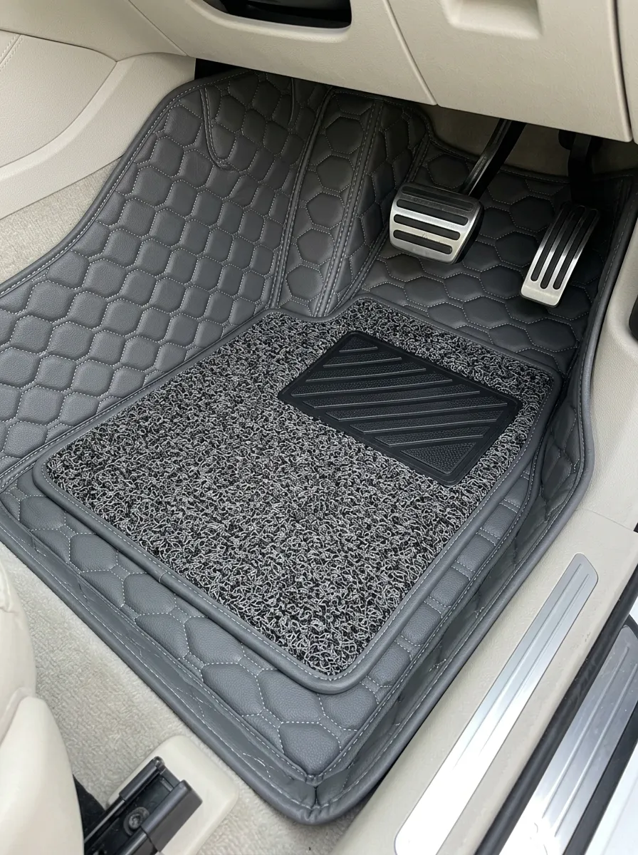 Hexagon Leather-Look Floor Mats