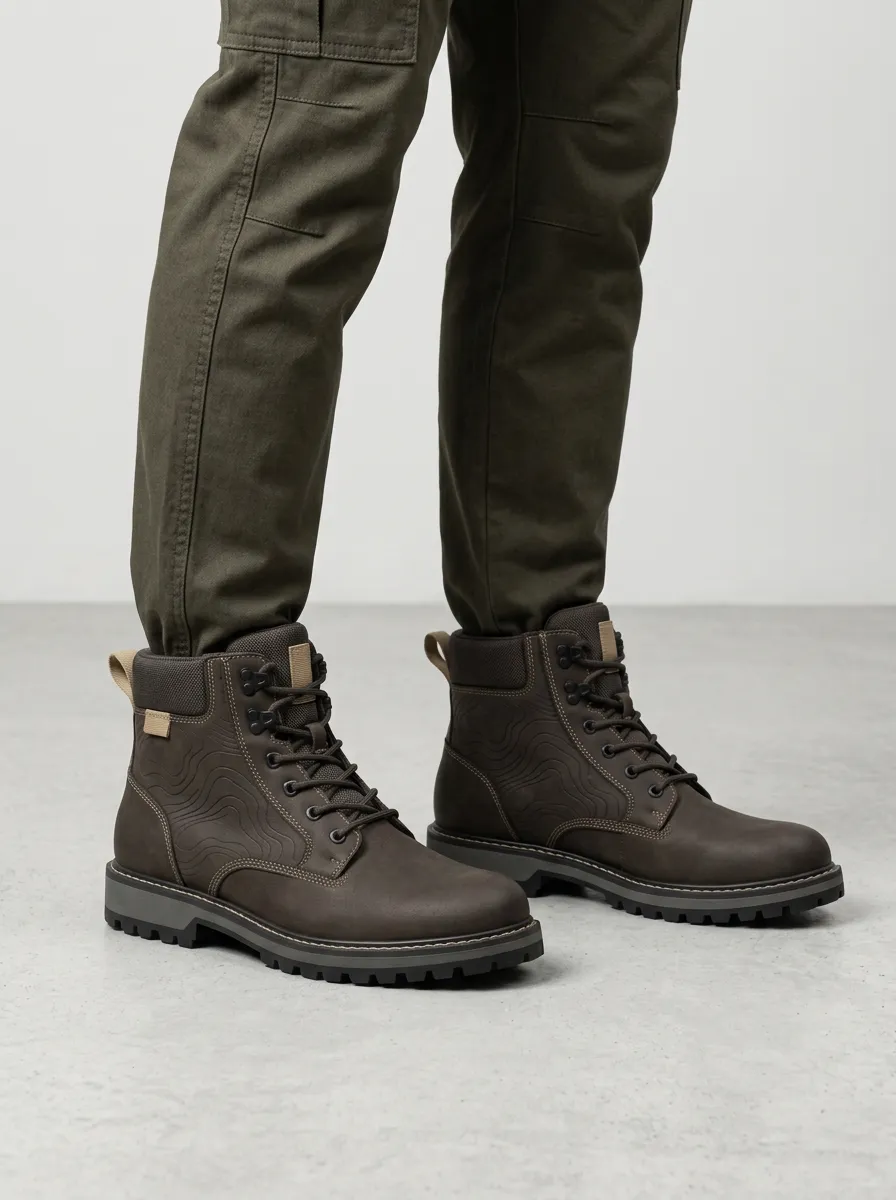 Unisex Everyday Outdoor Hiking Topographic Print Work Boots