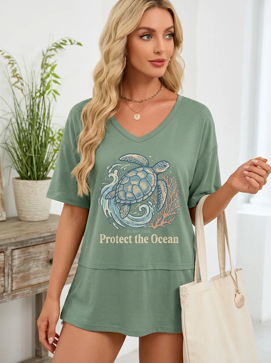 Ocean Lover Sea T-Shirt Modern