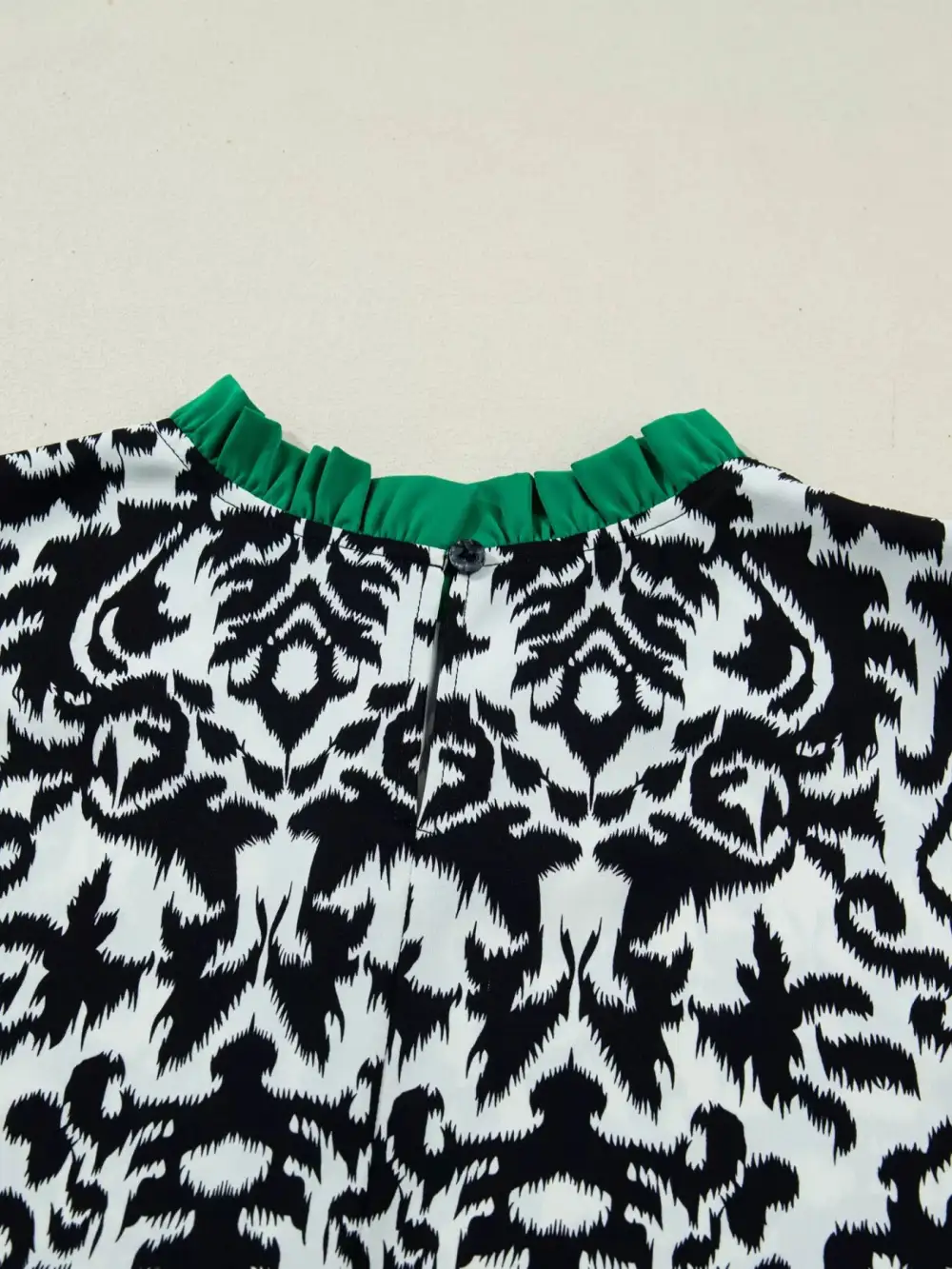 Damask Print Ruffled Block Detail Half Sleeve