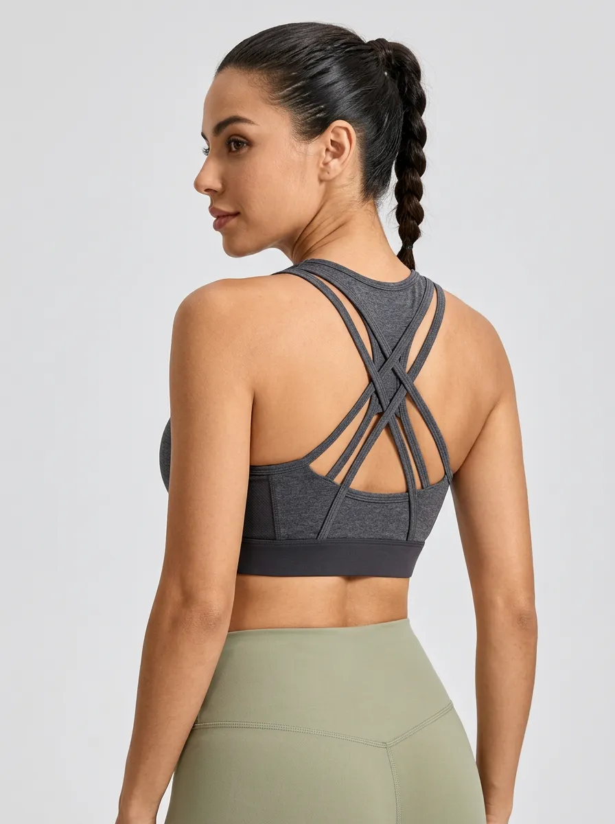 Women's Crisscross Back Active Bra with Soft Touch Detail
