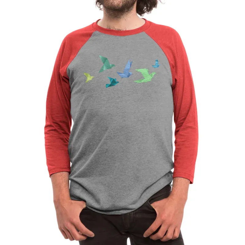 Men's Artistic Paper Crane Pattern Long-Sleeved T-Shirt