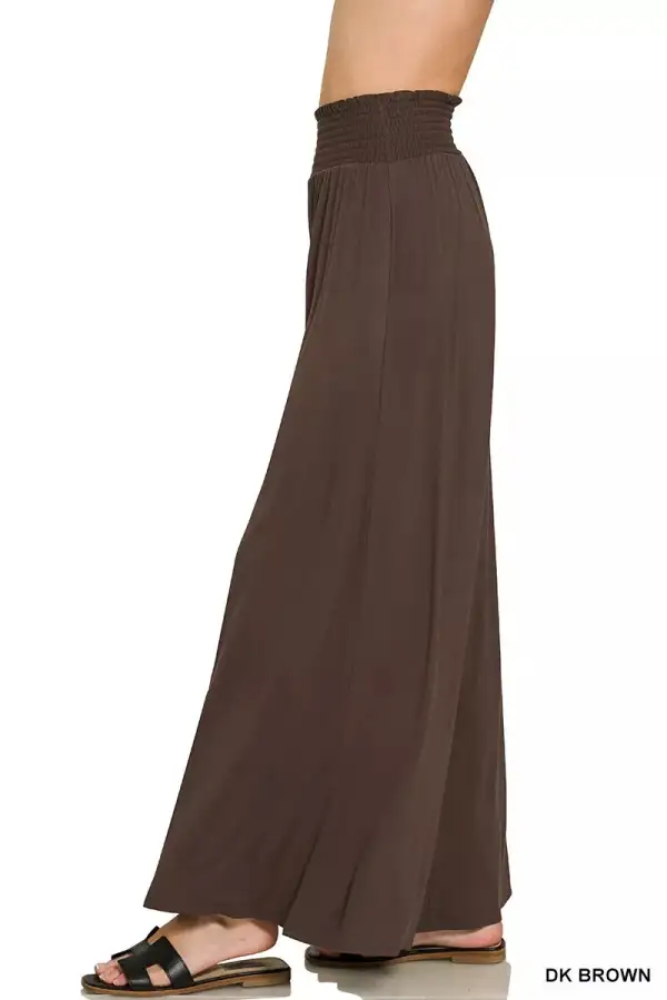 Smocked Waist Wide Leg Palazzo Pants