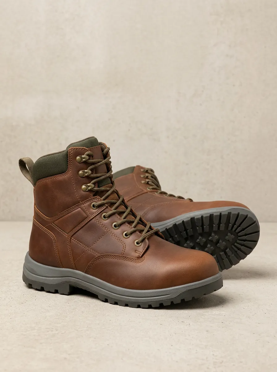 Unisex Leather Outdoor Hiking Print Work Boots