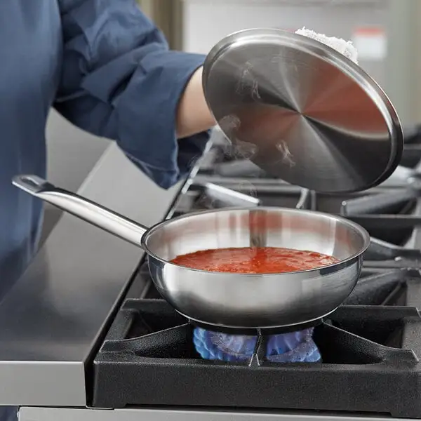 Compact Stainless Steel Saucier Pan with Aluminum Clad Bottom and Cover
