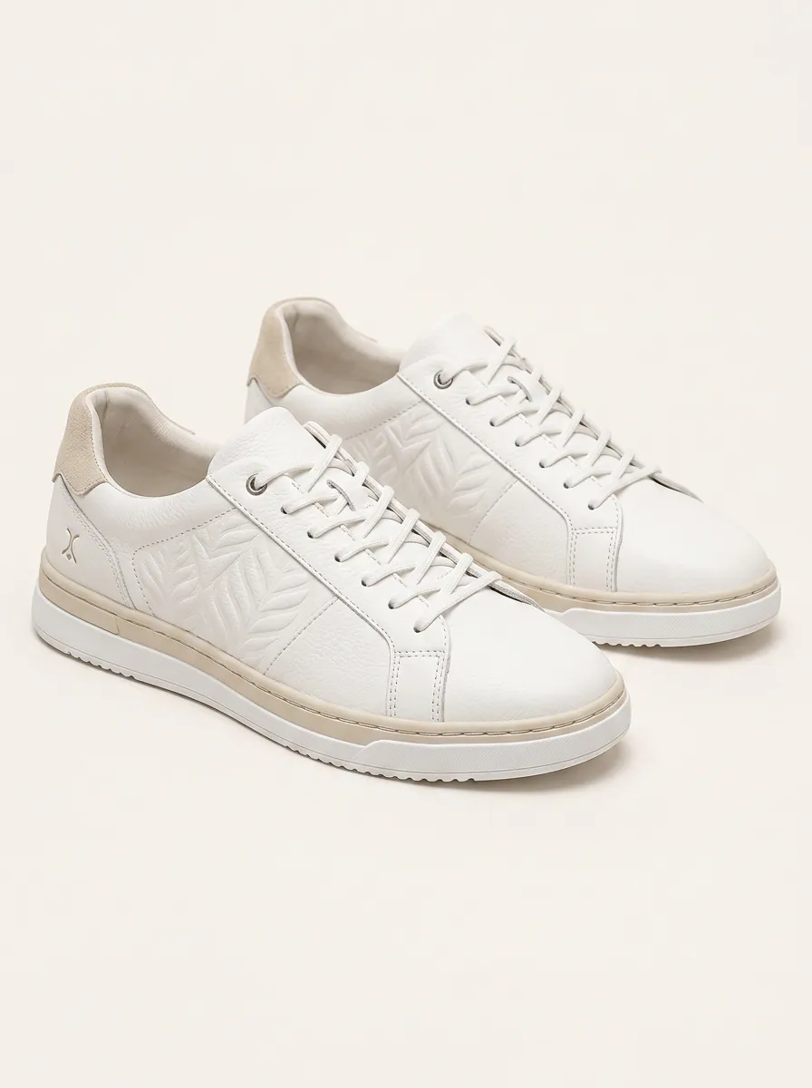 Men's Minimalist Leaf Embossed Patterned Skate Shoes