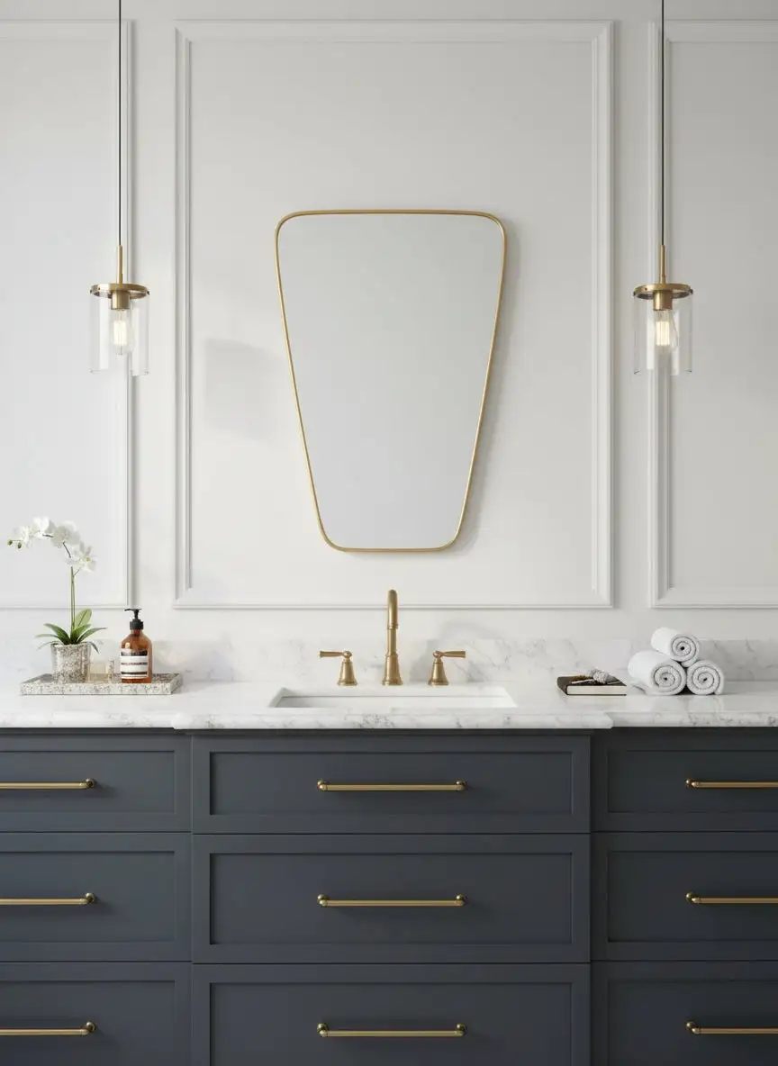 Geometric Triangle Brass Wall Mirror