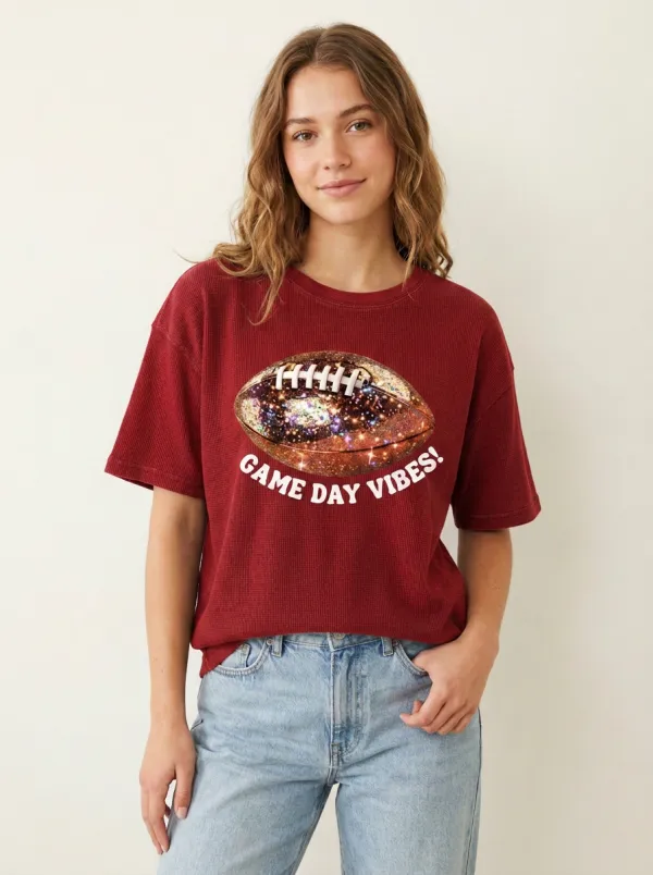 Women's Gridiron Ball Sparkle Galaxy Crewneck T-Shirt
