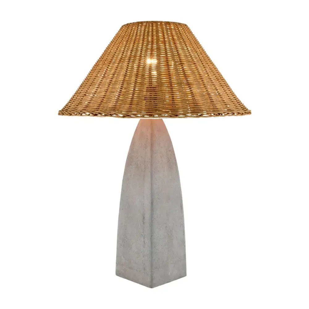 Rattan Shade Concrete Table Lamp