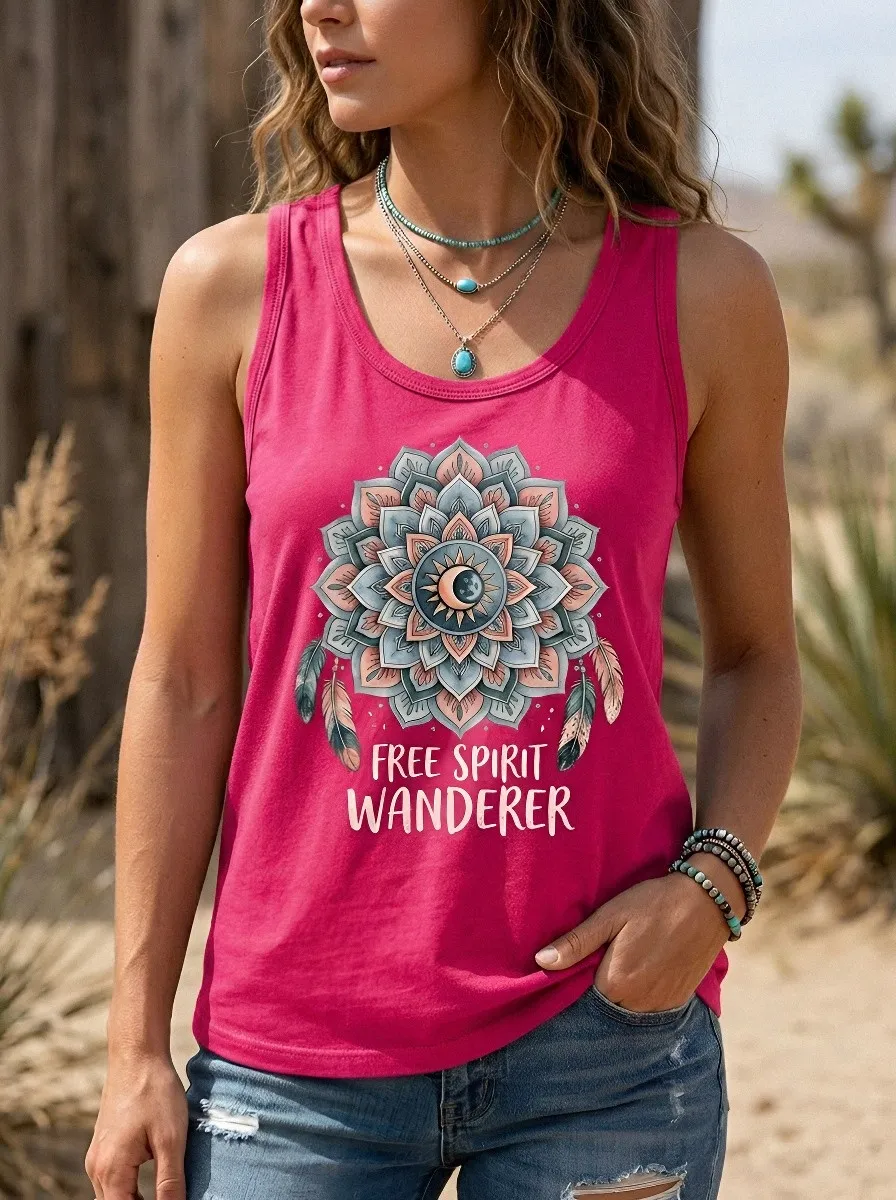 Boho Mandala Moon Tank Top