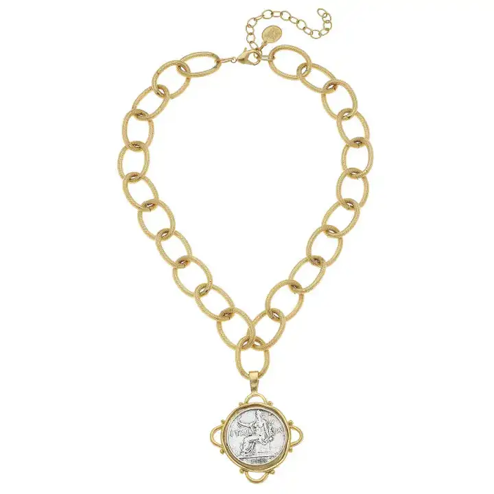 Coin Chain Link Statement Necklace