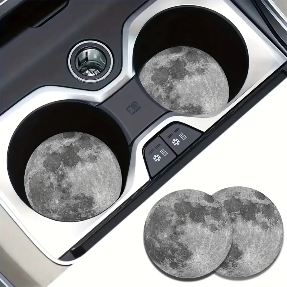 2 Pcs Moon Surface Car Cup Coasters