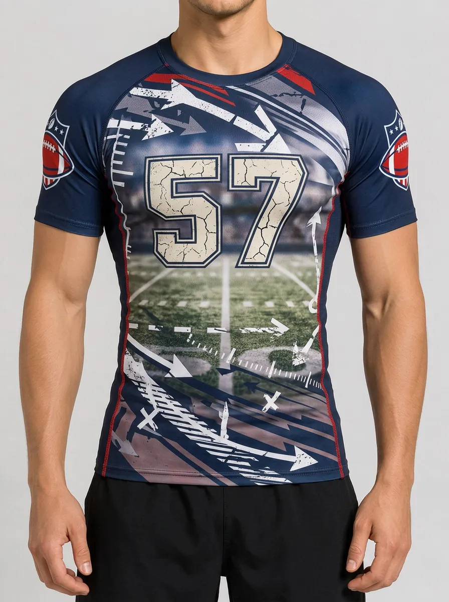Men's American Football 57 Field Strategy Printed T-shirt