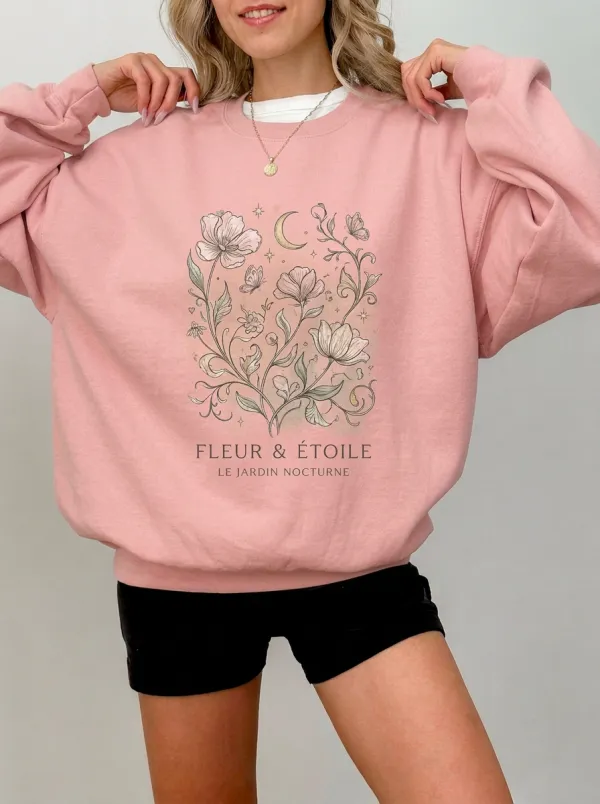 Women's Botanical Moon Floral Printed Sweatshirt