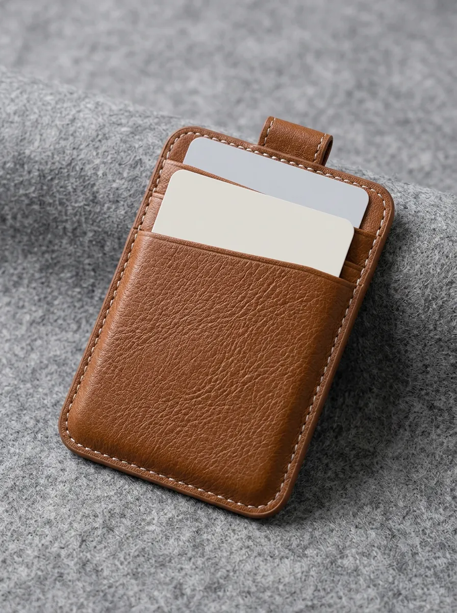 Brown Leather Phone Card Sleeve