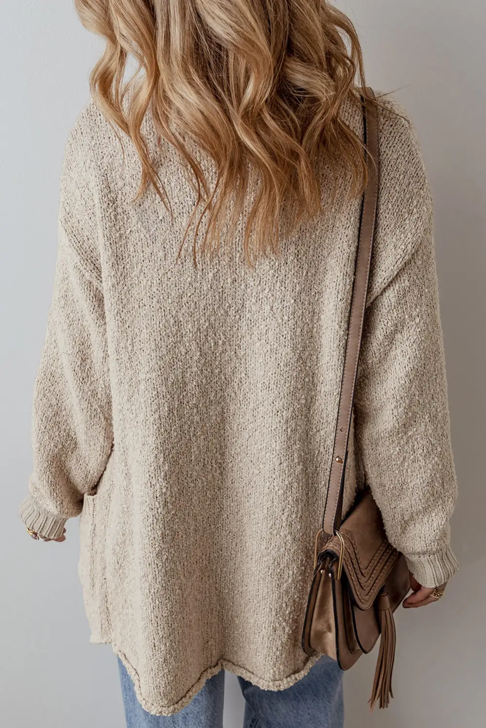 Collared Drop Shoulder Button Front Pocketed Cardigan