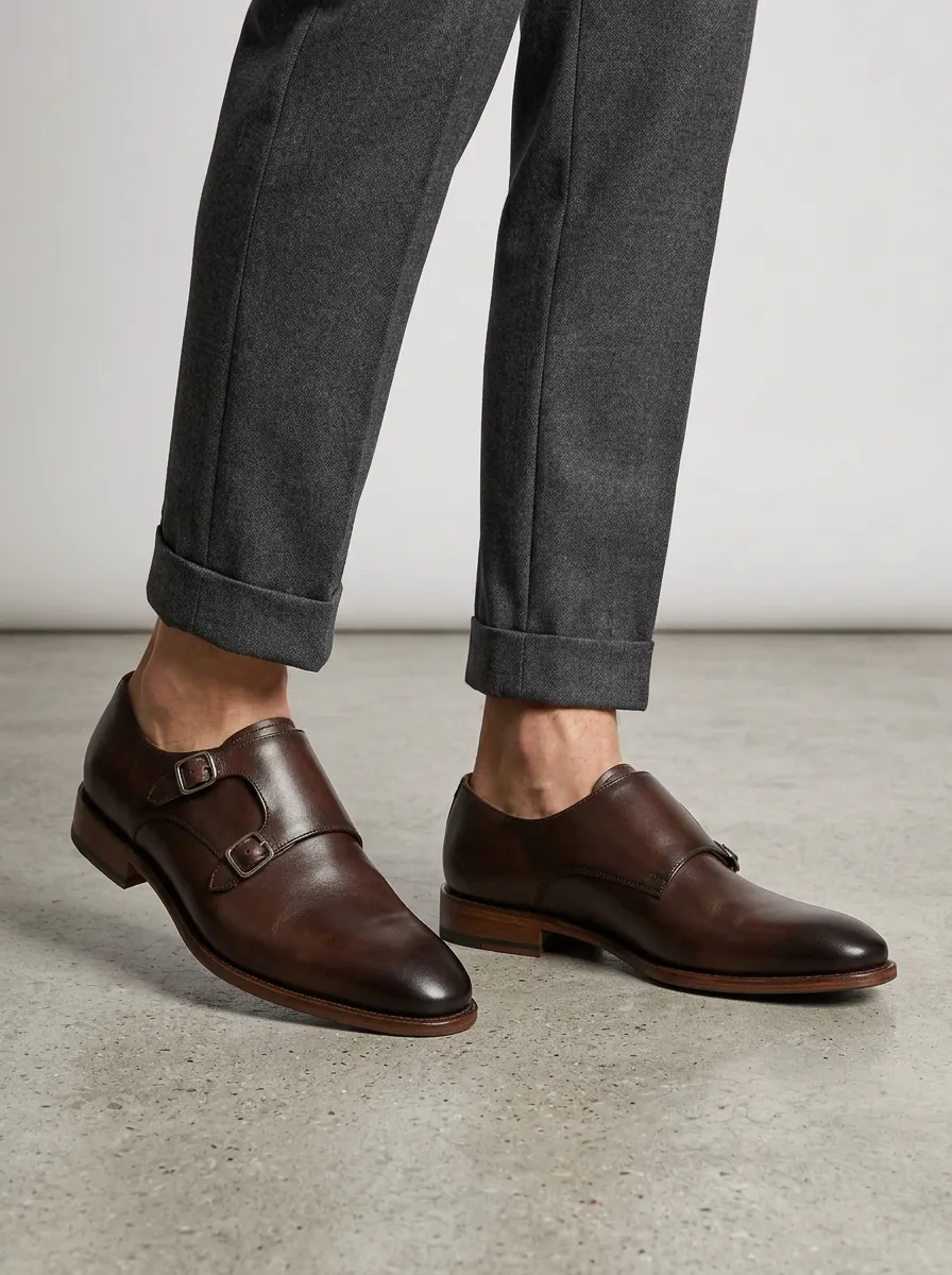 Men's Weekend Classic Business Leather Double Monk Strap Shoes